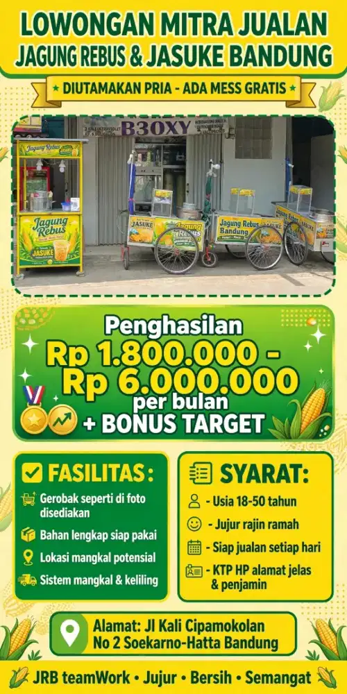Lowongan kerja penjual JAGUNG REBUS DAN JASUKE