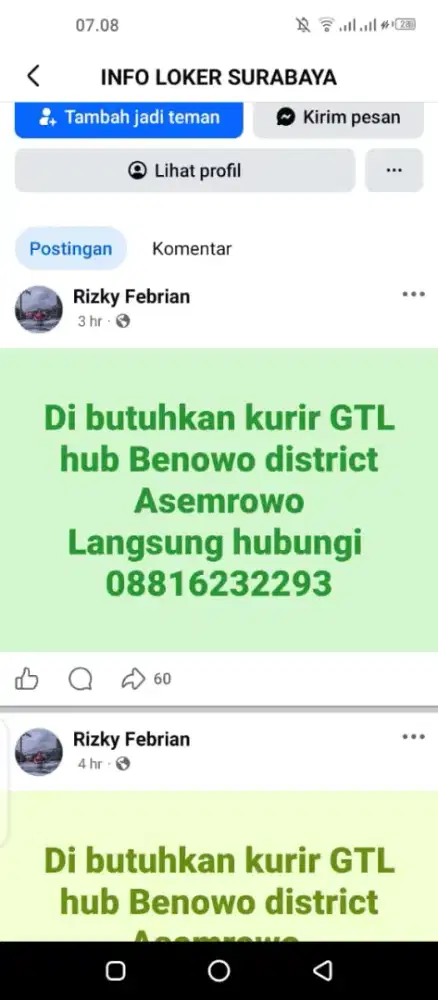 Di cari kurir motor GTL