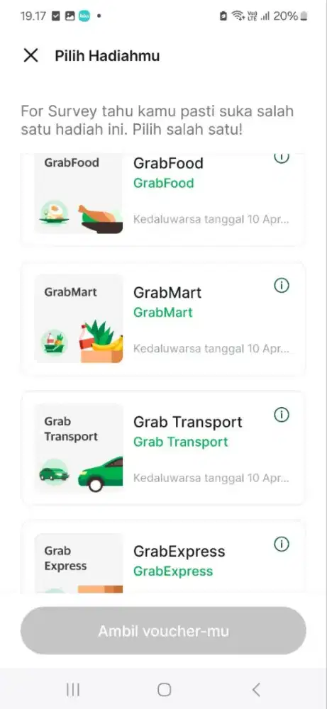 Voucher grab 50k / harga 40k