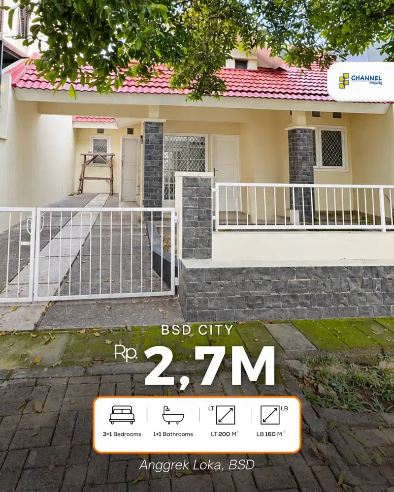 Jual Rumah Bagus 1 Lantai Siap Huni di Anggrek Loka BSD, Nn