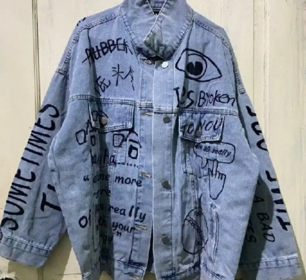 Jaket jeans oversize wanita