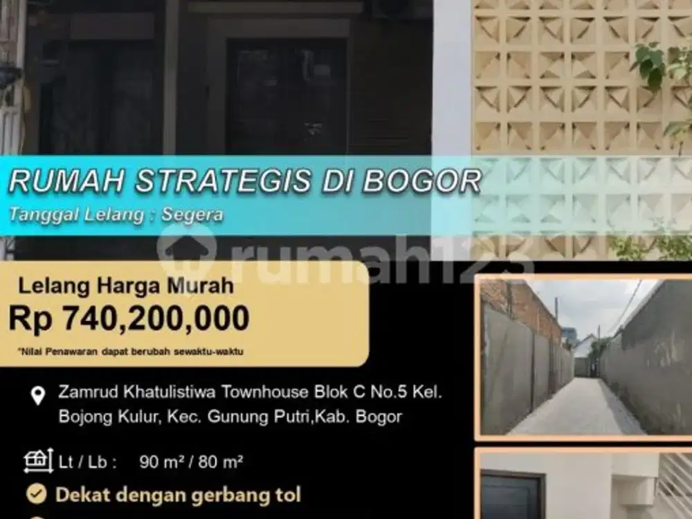 Rumah Townhouse Modern Letak Strategis di Bogor