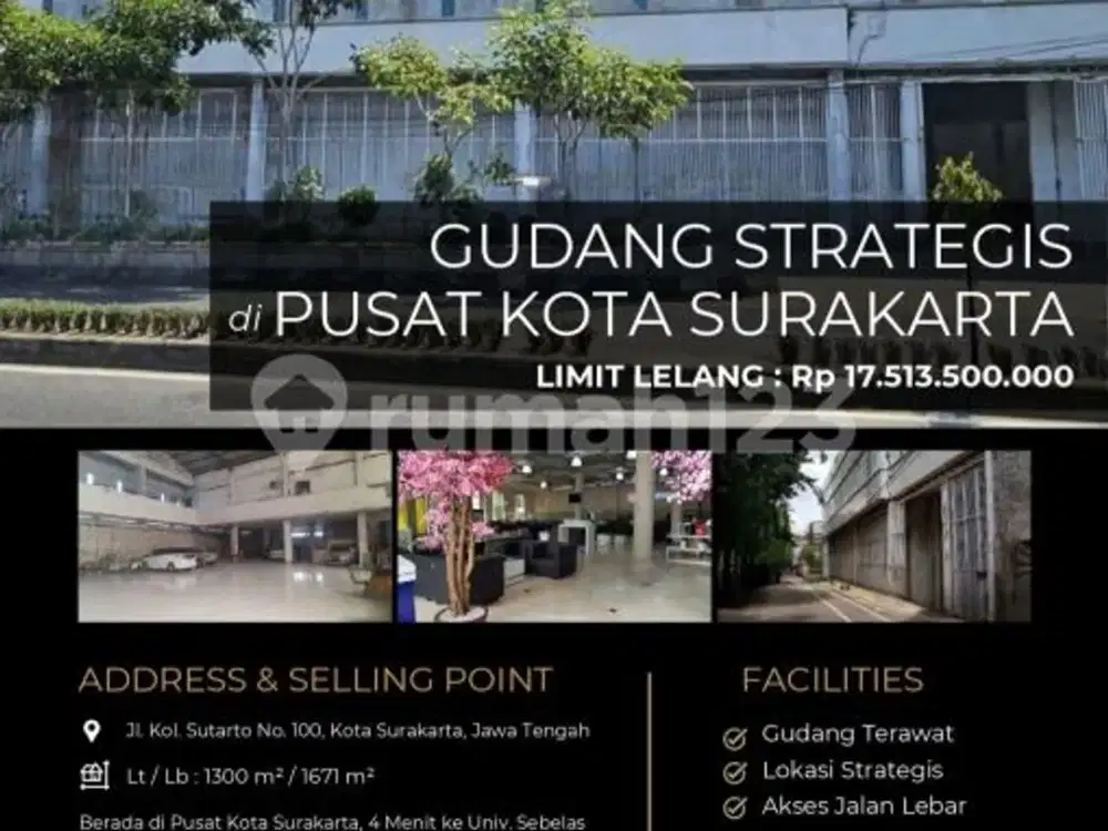 Gudang Strategis 2 Lantai di Pusat Kota Surakarta