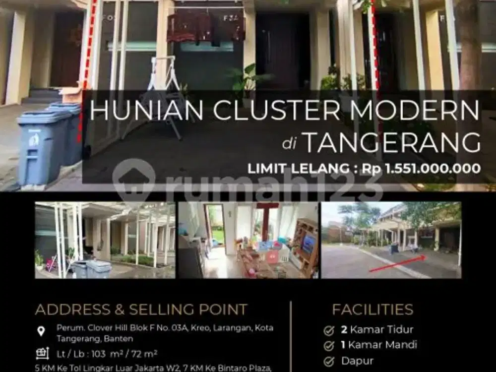 Clurumah Cluster Modern 2 Lantaidekat Pusat Perbelanjaan