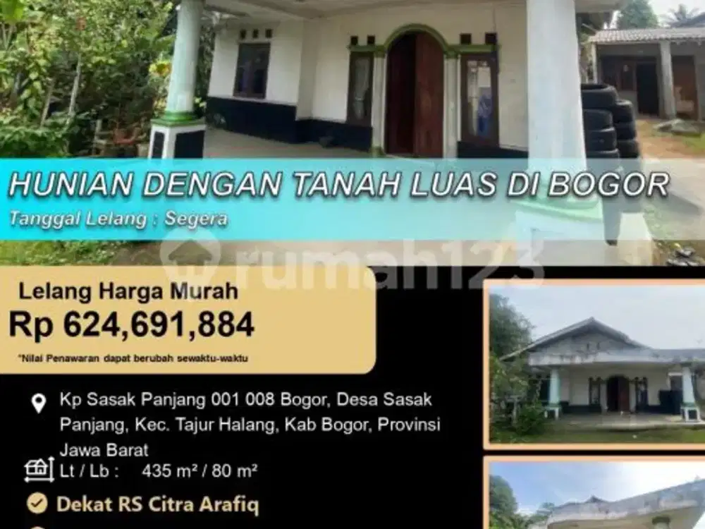 Hunian dengan Tanah Luas bisa Berkebun di Bogor