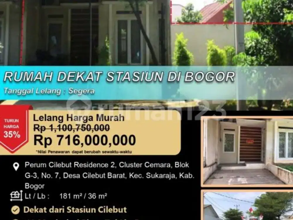 Rumah Luas Minimalis Lapangekat Stasiun di Bogor