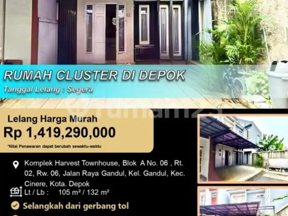 Rumah Cluster Lantai Nyaman dan Asri di Cinere