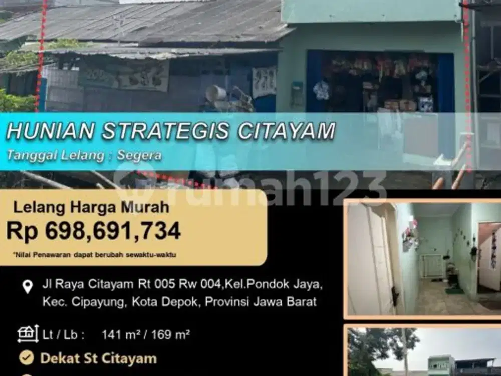 Hunian 2 Lantai Ada Kios Letak Strategis di Citayam