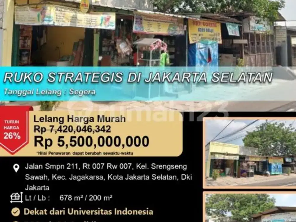 Ruko Murah 1 Lantai Parkir Luas di Jagakarsa Jakarta Selatan