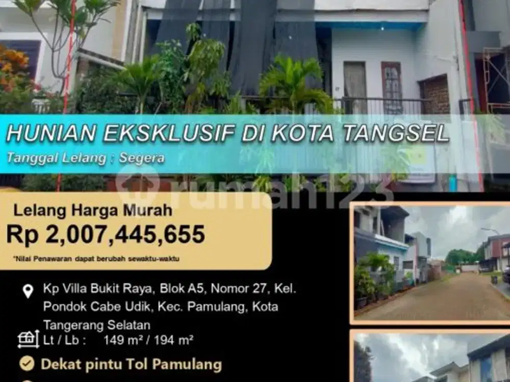 Hunian Eksklusive 2Lantai Minim Renovasi di Tangerang Selatan