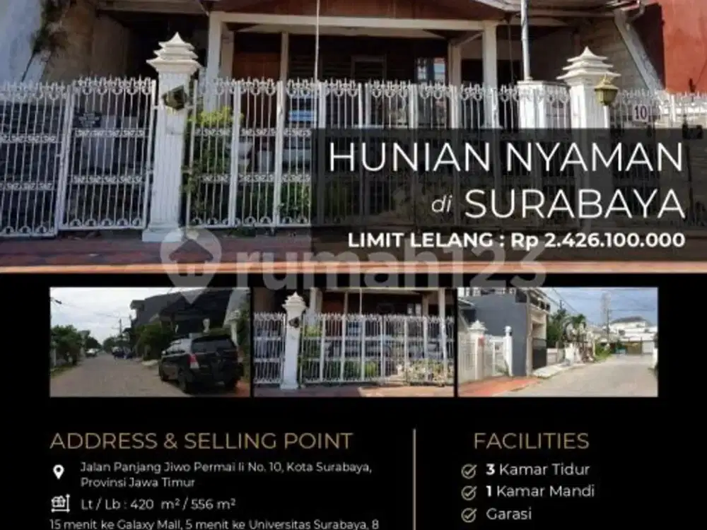 Rumah Strategis 2 Lantai Cocok untuk Investasi Kota Surabaya