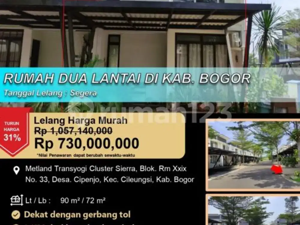 Rumah 2 Lantai Modern Minimalis Siap Huni di Bogor