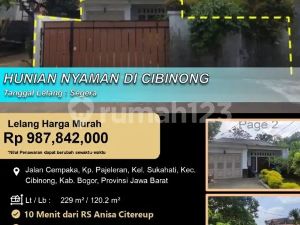 Rumah Hunian Luas Minimalis Nyaman di Kabupaten Bogor