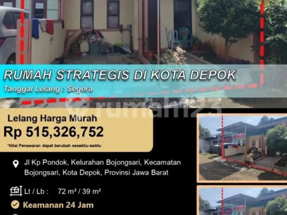 Rumah 1 Lantai Letak Strategis dan Keamanan 24 Jam di Depok