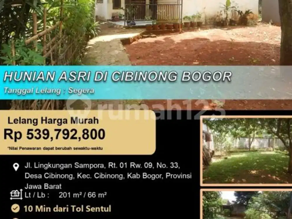 Rumah Asri Halaman Luas Nyaman di Cibinong Bogor