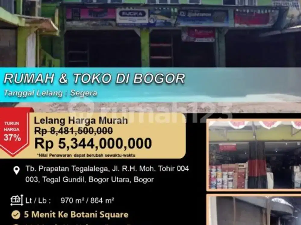 Rumah dan Toko Bangunan Tengah Kota Bogor