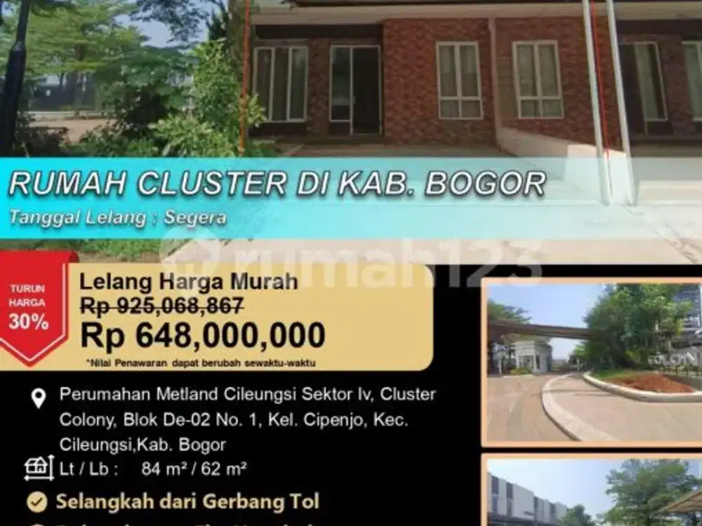 Rumah Cluster Minimalis Nyaman di Metland Cileungsi