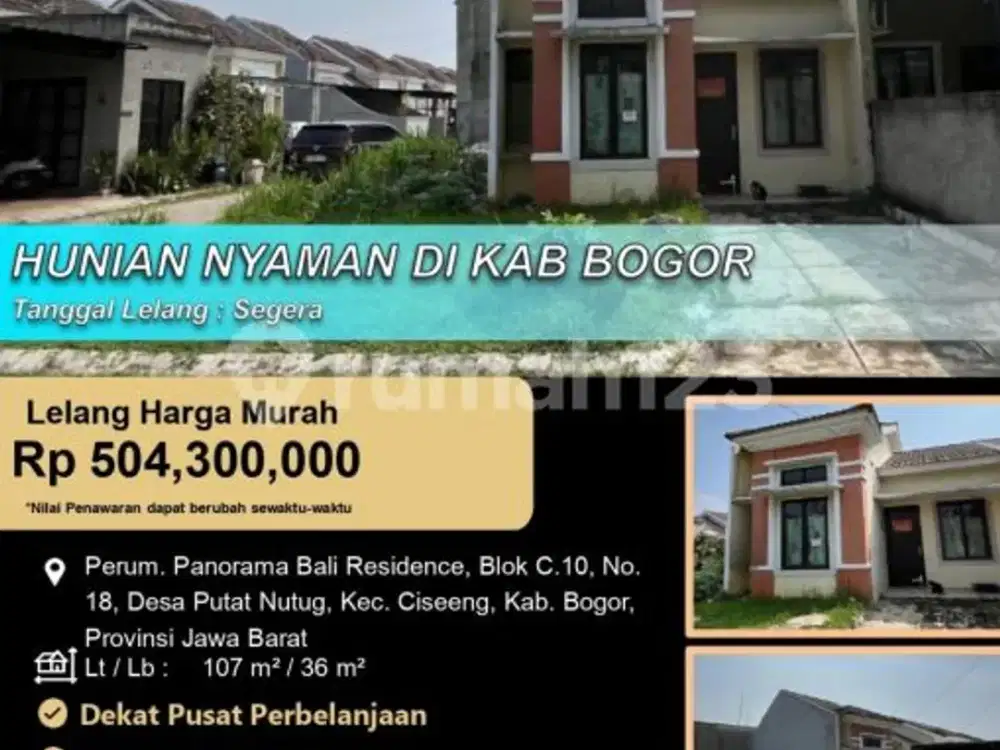 Hunian Nyaman Posisi Hook Luas di Ciseeeng