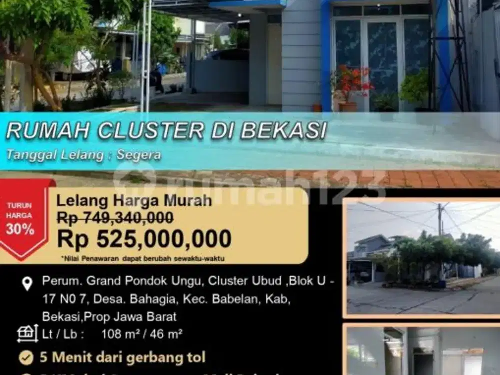 Rumah Cluster Minimalis Nyaman di Bekasi