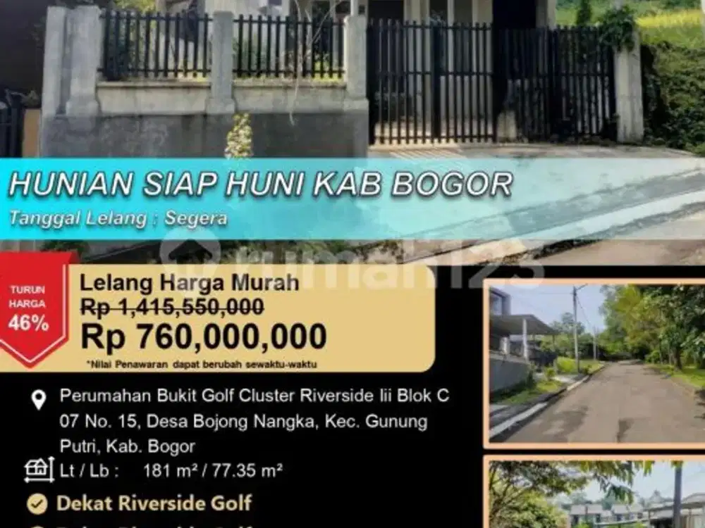 Hunian Siap Huni Luas Nyaman di Gunung Putri