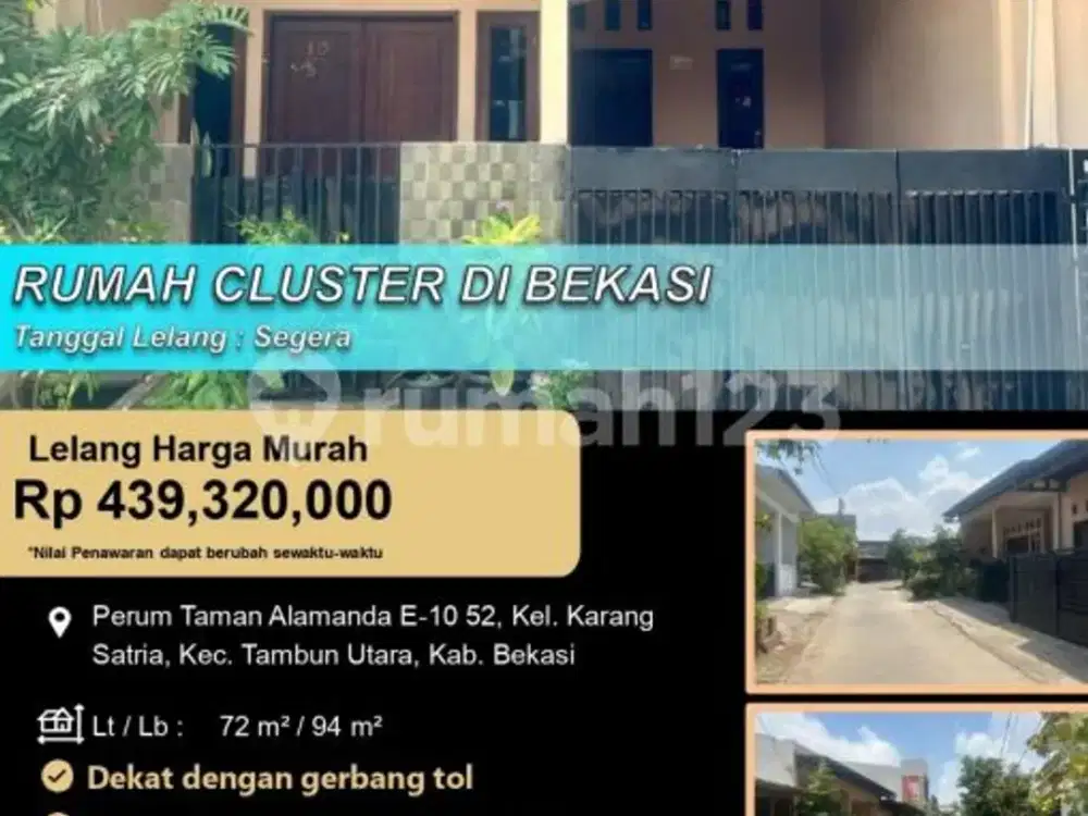 Rumah Cluster Nyaman dan Asri di Tambun Utara
