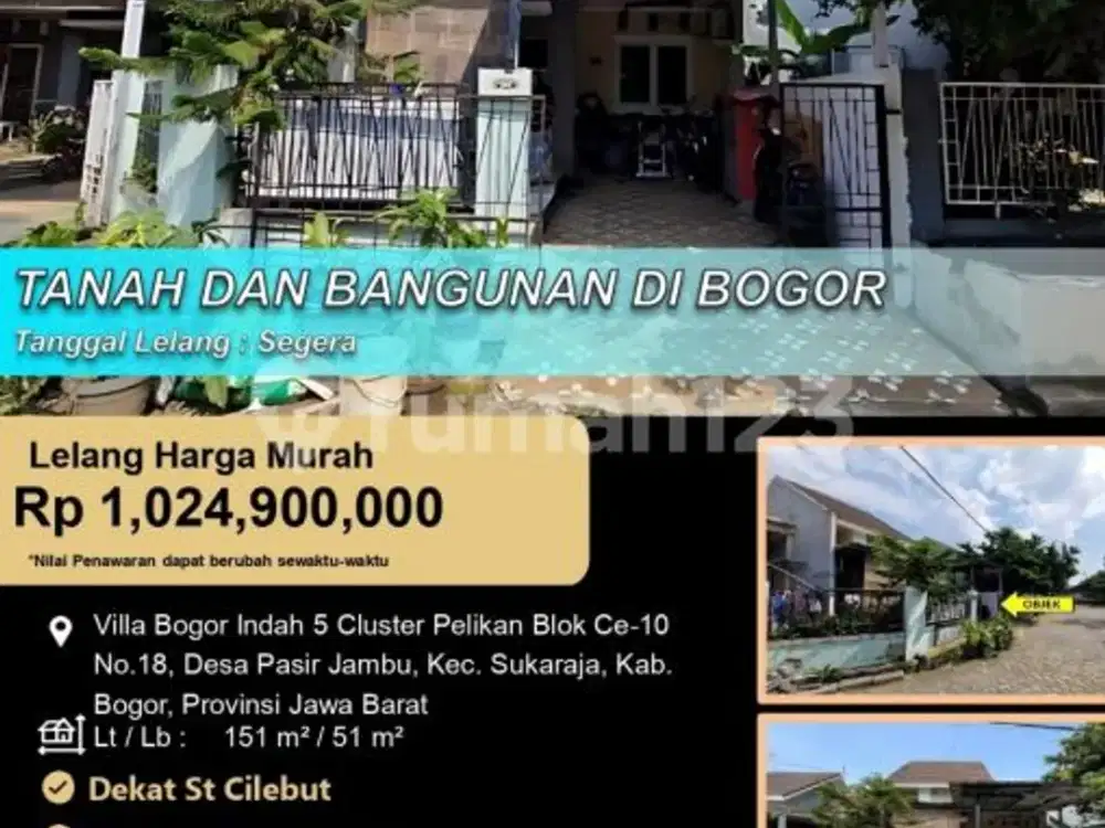 Tanah dan Bangunan Minimalis Siap Huni di Bogor