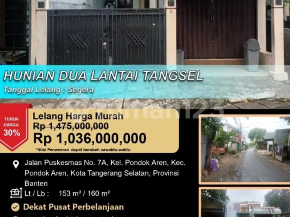 Hunian 2 Lantai Ada Kios Didepan di Tangerang Selatan