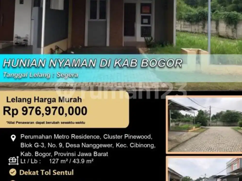 Rumah Luas Minimal Nyaman dan Asri di Kabupaten Bogor