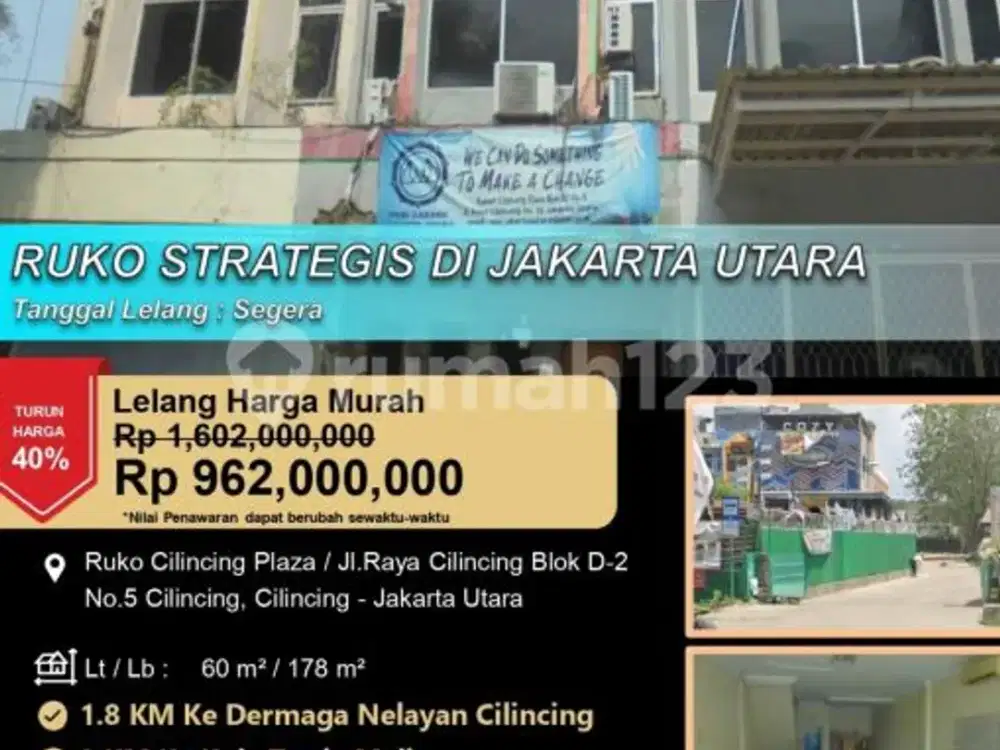 Ruko 3 Lantai Murah Letak Strategis di Cilincing