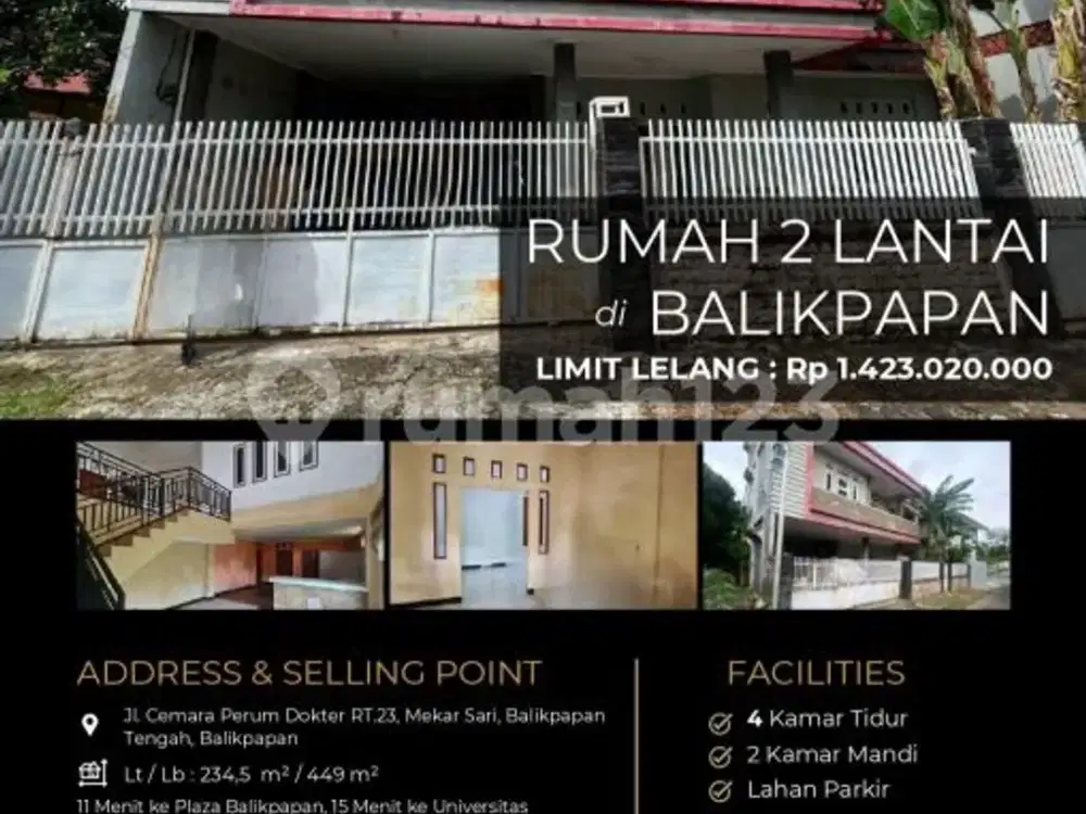 Rumah Nyaman 2 Lantai Cantik di Balikpapan