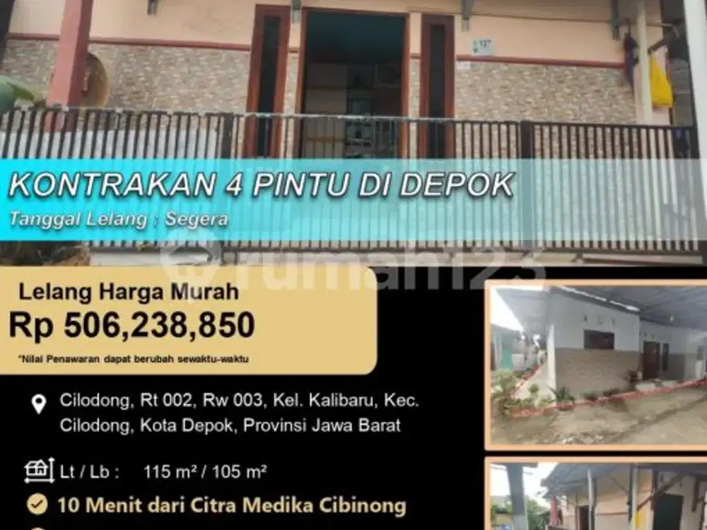 Rumah Kontrakan 4 Pintu Cocok untuk Investasi di Depok