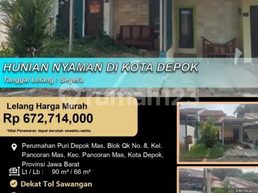 Hunian Nyaman Asri Minimalis 1 Lantai di Pancoran Mas Depok