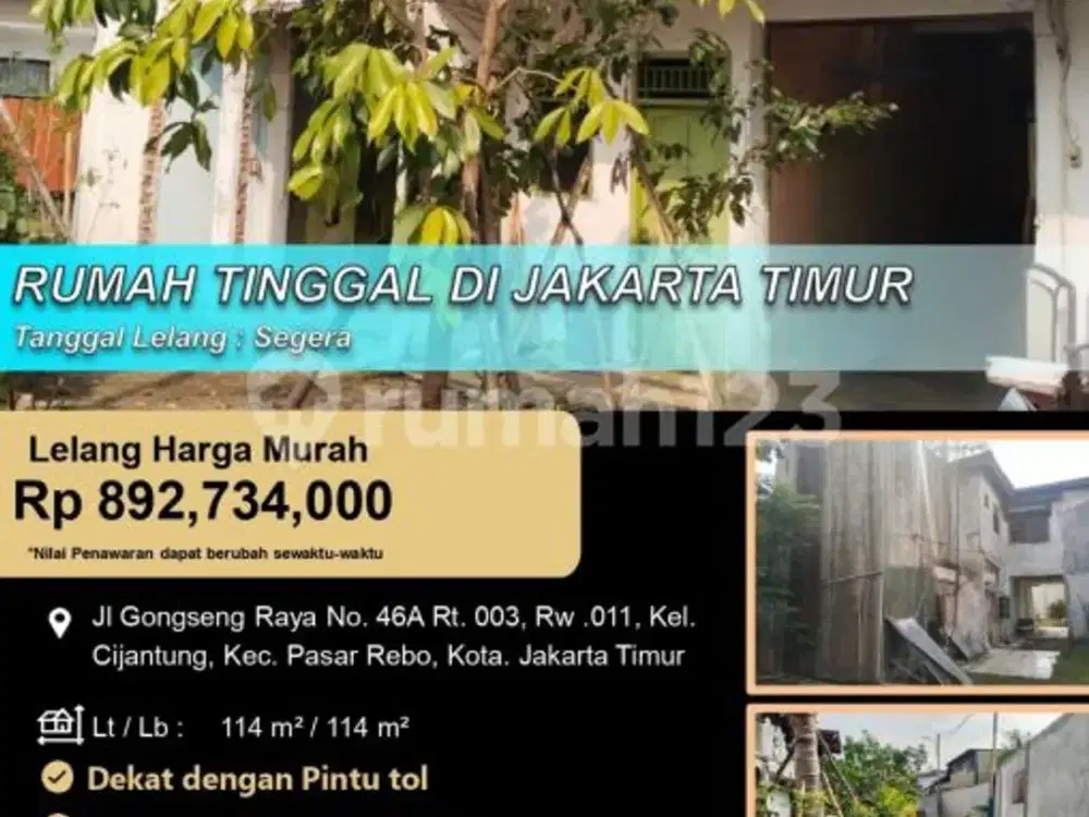 Rumah Tinggal Lokasi Strategis di Pasar Rebo
