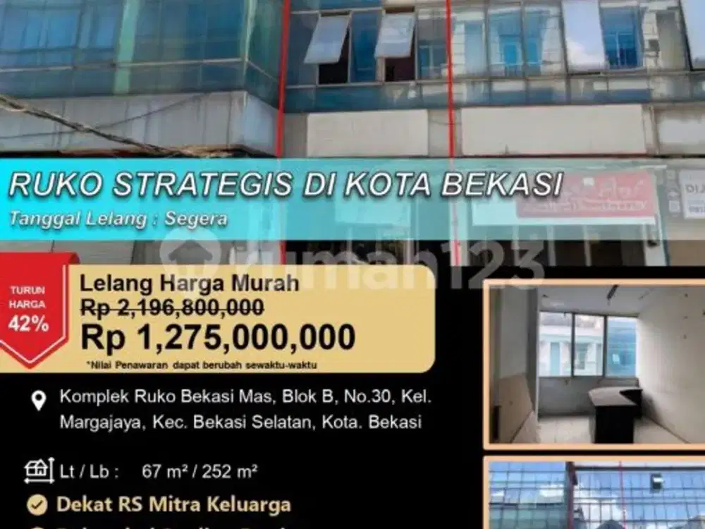 Ruko Modern 3 Lantai Strategis Tengah Kota Bekasi