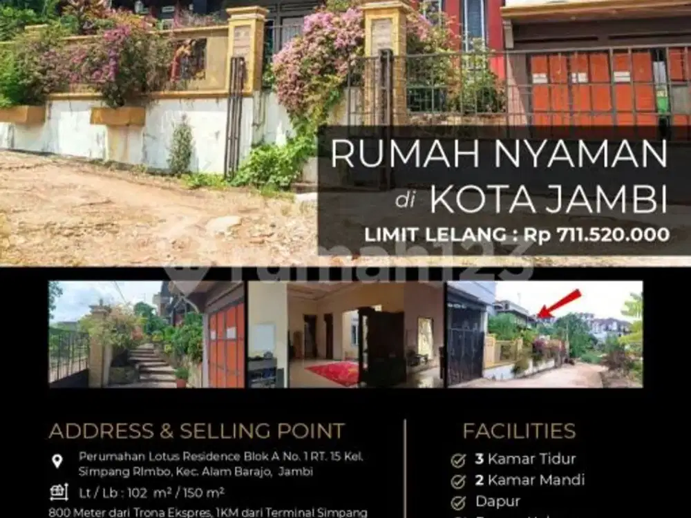 Rumah Nyaman Megah 2 Lantai di Kota Jambi