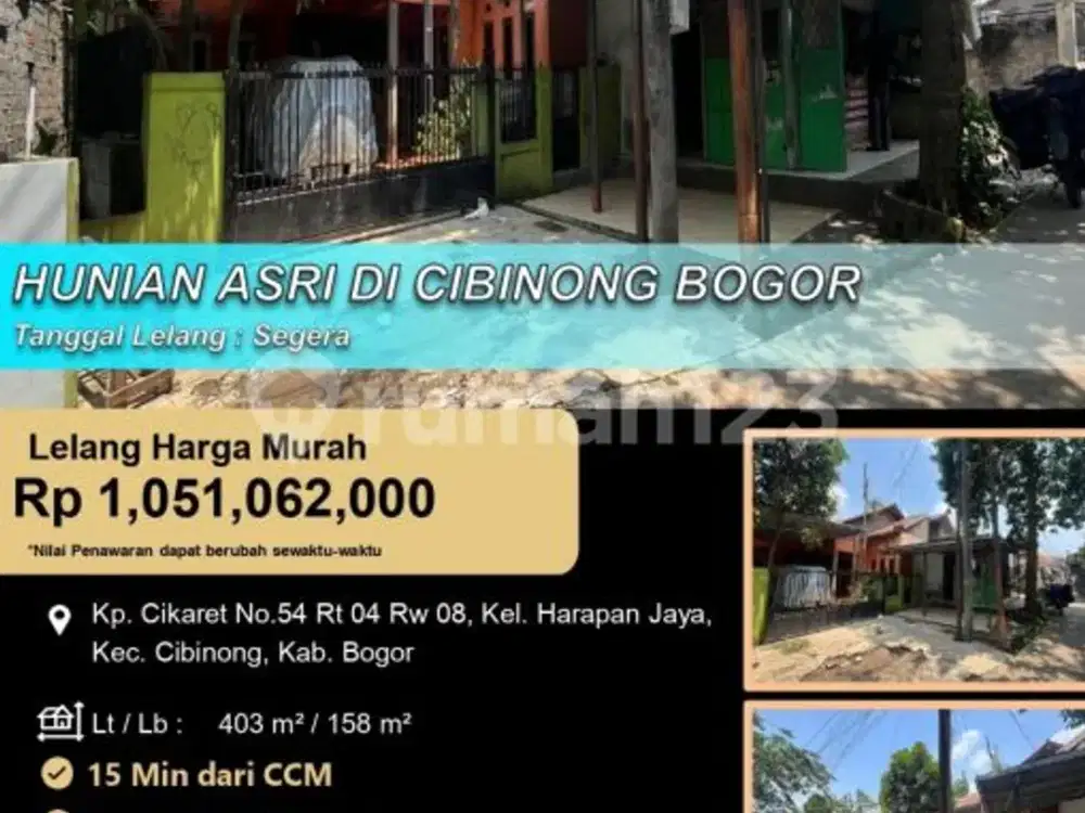 Rumah Luas dan Taman Lapang Asri di Cibinong