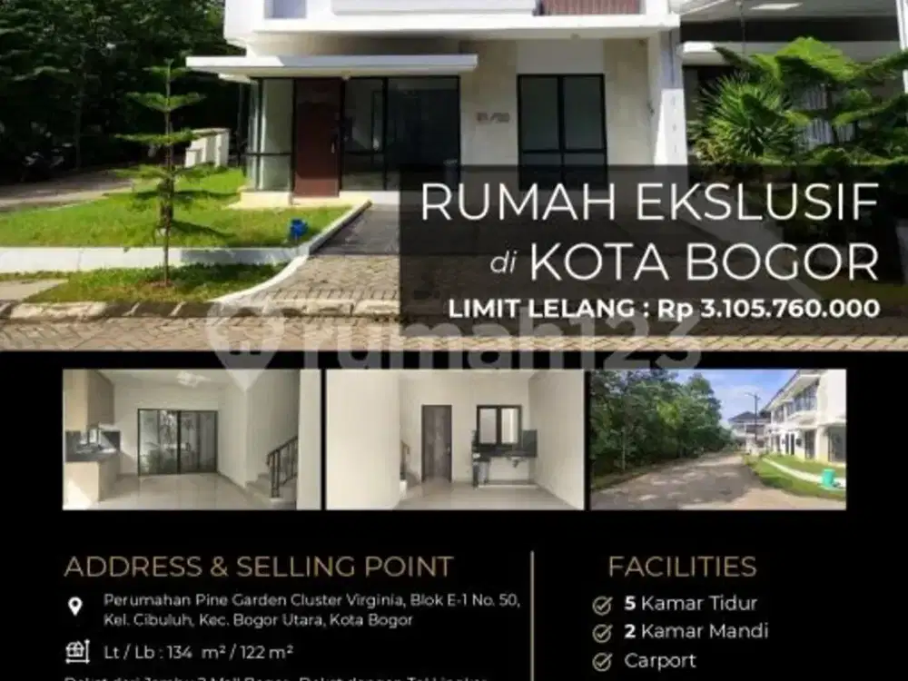Rumah Baru Eksklusif 2 Lantai di Lingkungan Bebas Banjir