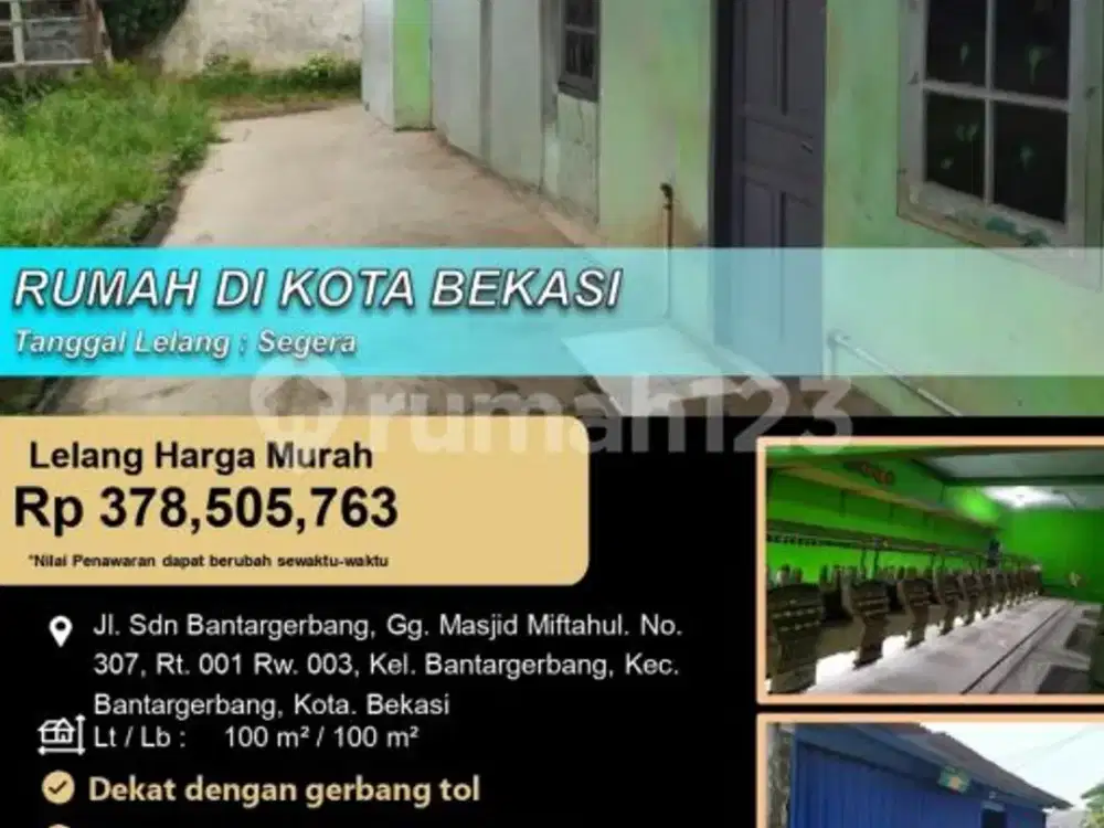 Rumah Lapang Semi Ruko di Bantar Gebang Bekasi