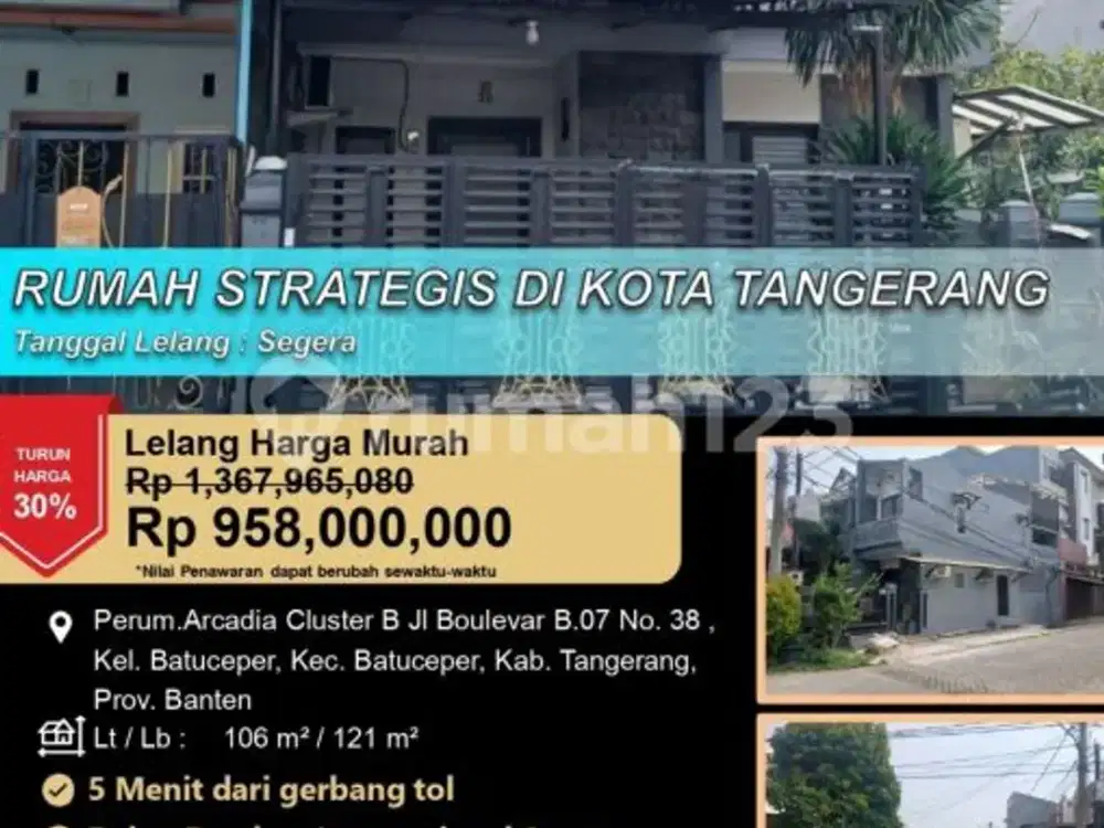 Rumah Letak Strategis Hoek Kota Tangerang