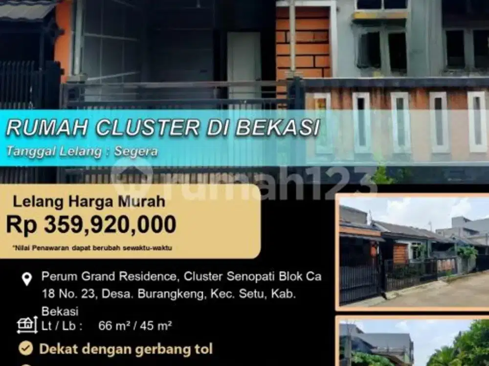 Rumah Cluster Minimalis Nyaman Aman Murah di Bekasi