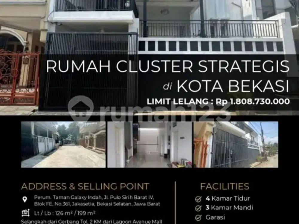 Rumah Cluster Strategis Nyaman dan Aman di Kota Bekasi Selatan