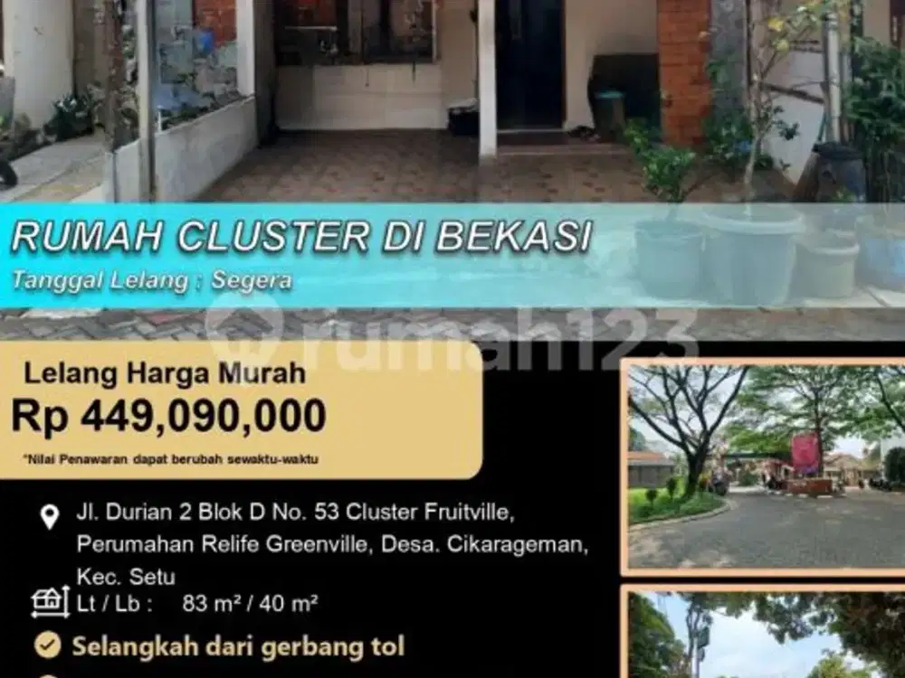 Rumah Cluster Minimalis Menarik di Relife Greenvile