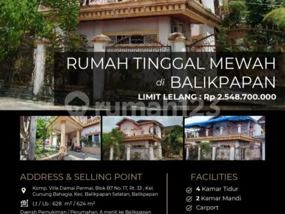 Rumah Tinggal Mewah 2 Lantai di Balikpapan