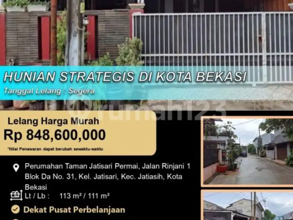 Rumah Nyaman dan Aman Strategis di Kota Bekasi
