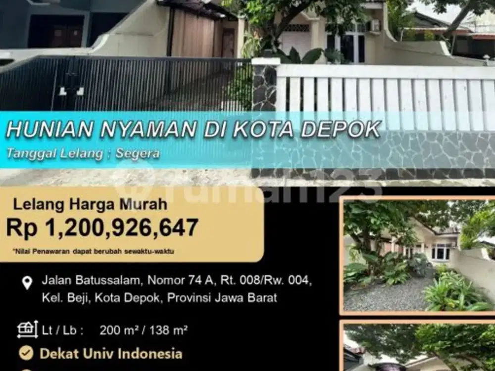Rumah Impian Nyaman Luas 1 Lantai di Kota Depok