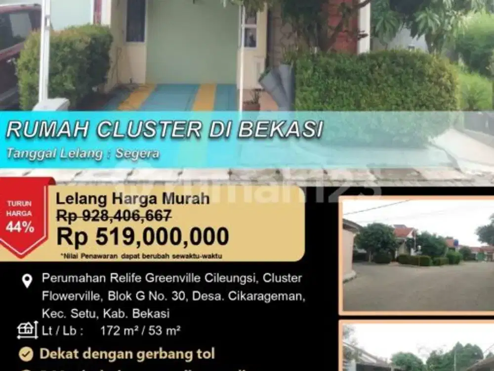 Rumah Cluster Minimalis Nyaman Siap Huni di Cileungsi