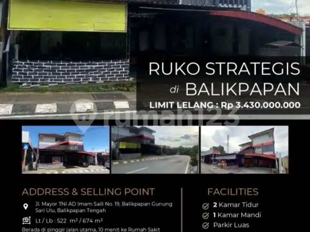 Ruko Strategis Luas dan Strategis di Balikpapan