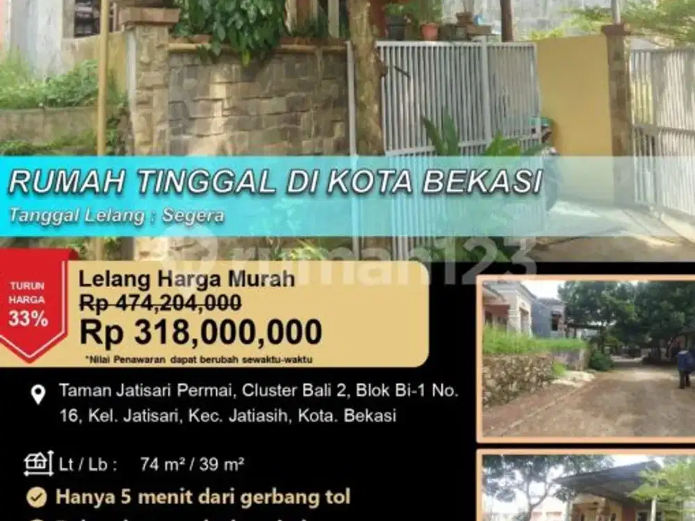 Rumah Tinggal Bagus Siap Huni di Taman Jatisari Permai Bekasi