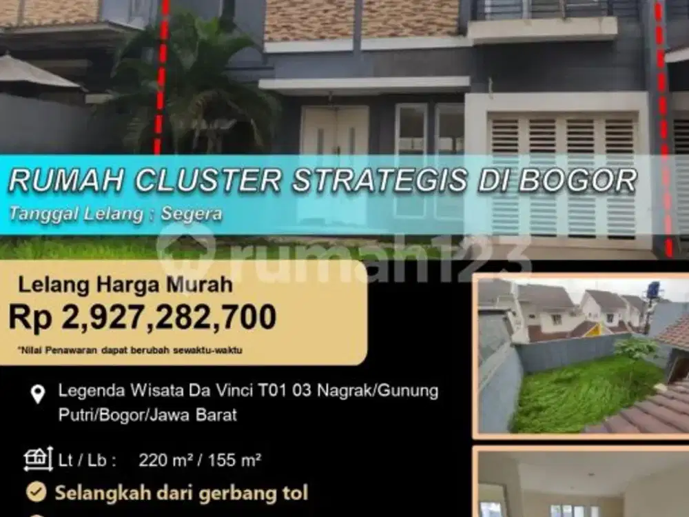 Rumah Cluster 2 Lantai Nyaman dan Asri Lokasi Strategis di Bogor