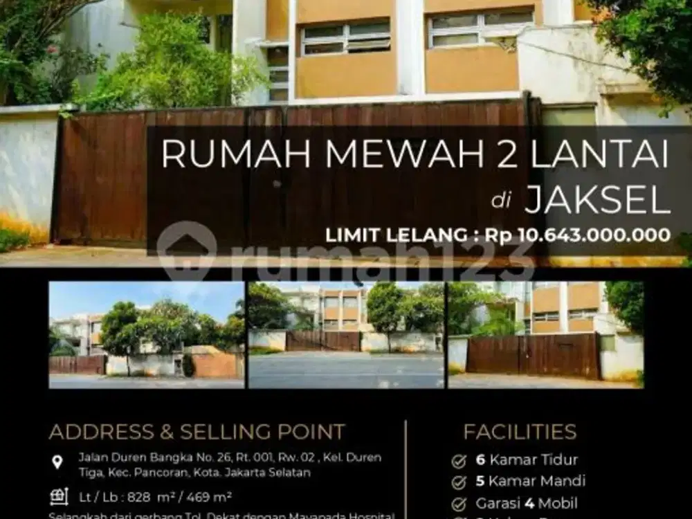 Rumah Mewah 2Lt, Kolam Renang, Strategis di Pancoran
